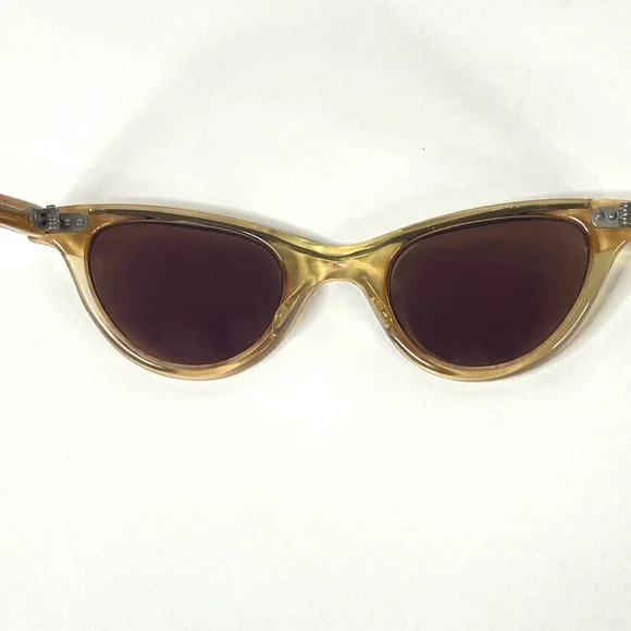 VTG Cateye Sunglasses Gold S/C-USA 40-20 Child 50s Atomic Retro MCM Mid Century - Picture 9 of 12